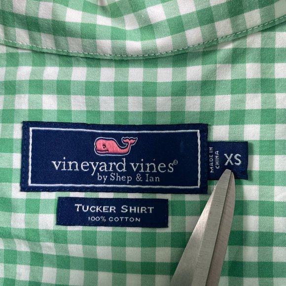 Vineyard Vines Tucker Shirt Mens XS Button Down Green White Gingham Check Cotton - Picture 5 of 10